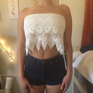 White Lace Tube Top